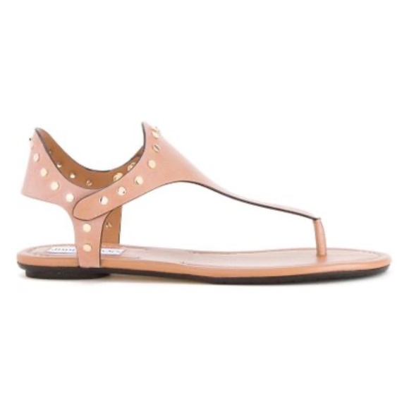 JIMMY CHOO Dara Flat Studded Leather T-strap Sandals - Size 40.5 - Picture 1 of 4